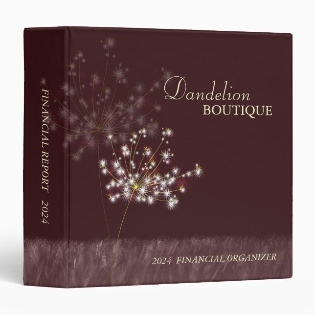 Twilight Dandelion Business Finance Report 3 Ring Binder (Front/Spine)