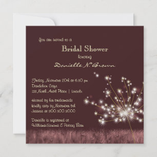 Twilight Dandelion Floral Bridal Shower Invitation
