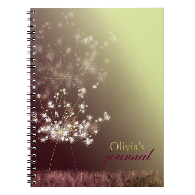 Twilight Dandelion Personalized Journal Note Books (Front)