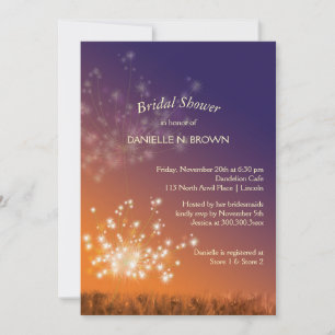 Twilight Dandelions Bridal Shower Invitation