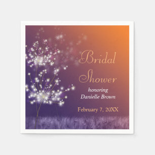 Twilight Dandelions Bridal Shower Paper Napkins