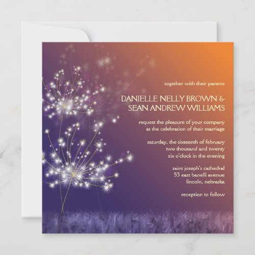 Twilight Dandelion Whimsical Floral Formal Wedding Custom Announcement