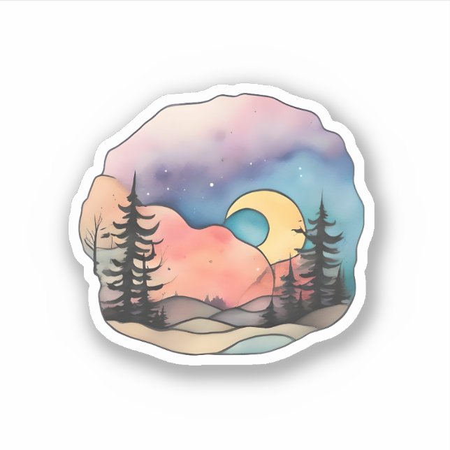 Twilight Embrace: Celestial Serenity Sticker (Front)
