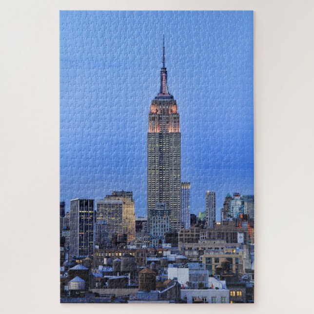 Twilight: EmpStBldg lit up Pink - 04 Jigsaw Puzzle (Vertical)