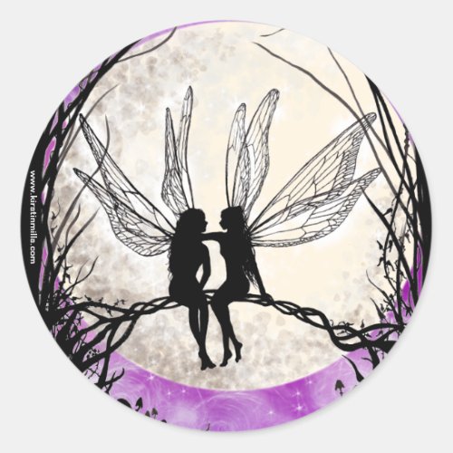 Twilight Fairy Art Stickers Fairy Silhouettes Classic Round Sticker