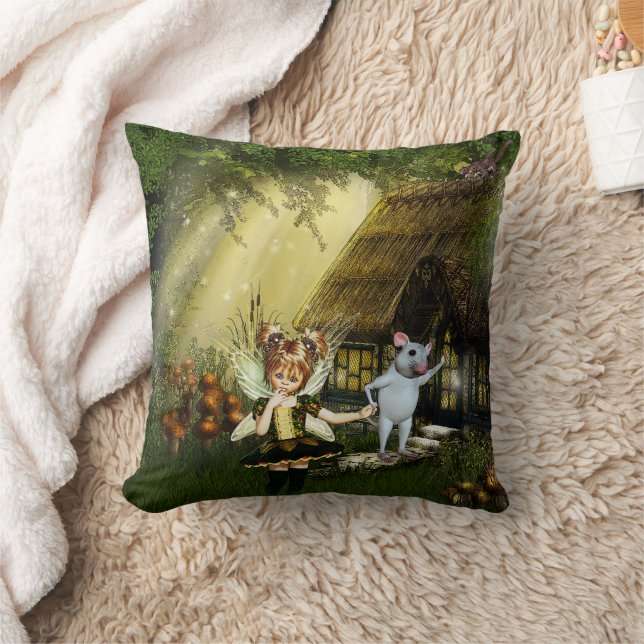 Twilight Fairy Haven Throw Pillow (Blanket)