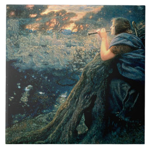 “Twilight Fantasy” by Edward Robert Hughes Ceramic Tile