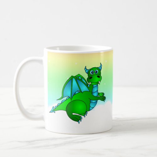 Twilight Flight _ Cute Green  Blue Dragon Coffee Mug