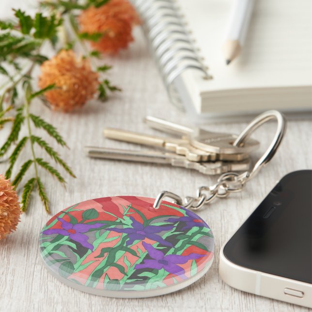 Twilight Floral Garden  Keychain (Front Right)