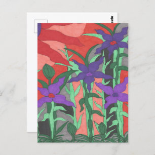 Twilight Floral Garden Postcard