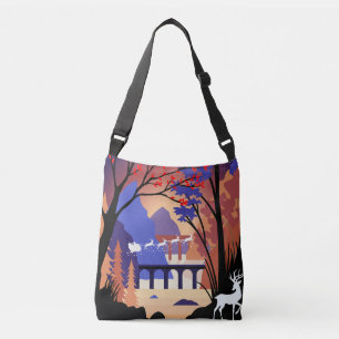 Twilight Forest Christmas Santa Sleigh Crossbody Bag