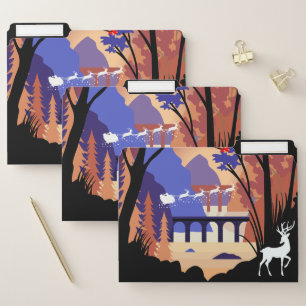 Twilight Forest Christmas Santa Sleigh File Folder