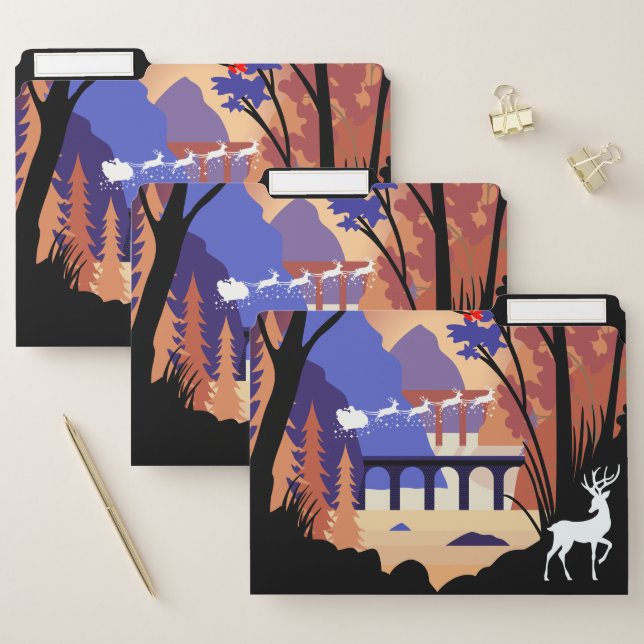 Twilight Forest Christmas Santa Sleigh File Folder (Set)