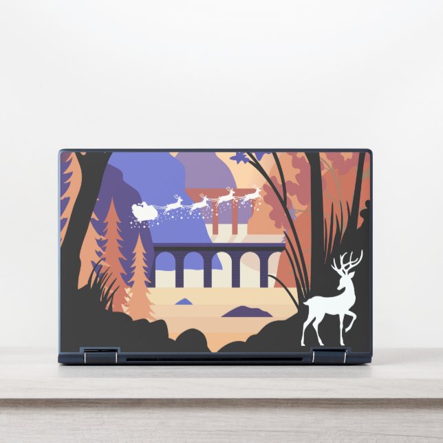 Twilight Forest Christmas Santa Sleigh HP Laptop Skin (Front)