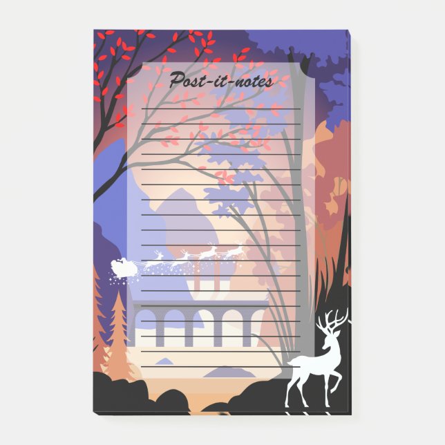Twilight Forest Christmas Santa Sleigh Post-it Notes (Front)