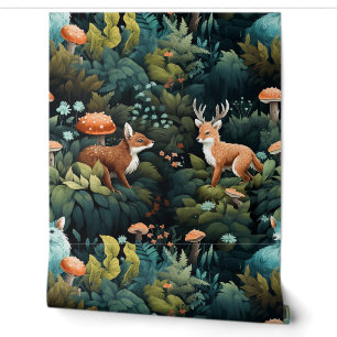 Twilight Forest Friends Botanical Wallpaper