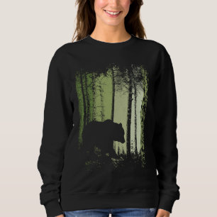 Twilight Forest Outdoor Romantic Grizzly Bear Silh Sweatshirt