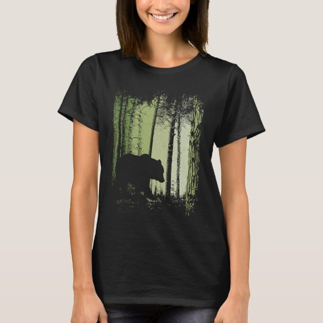Twilight Forest Outdoor Romantic Grizzly Bear Silh T-Shirt (Front)