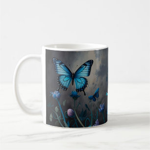 Twilight Garden butterfly and yellow Flower blooms Coffee Mug