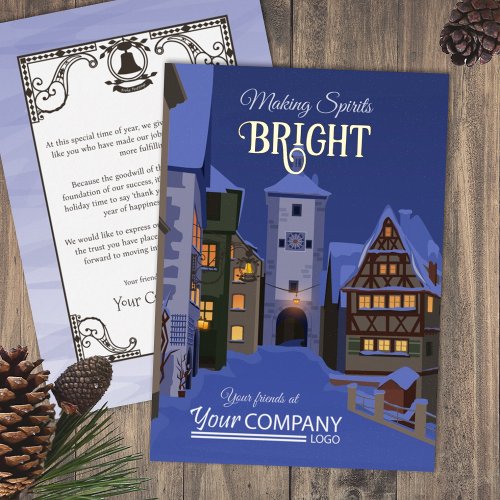 Twilight Glowing Lights Gold Bavarian Christmas Foil Holiday Card