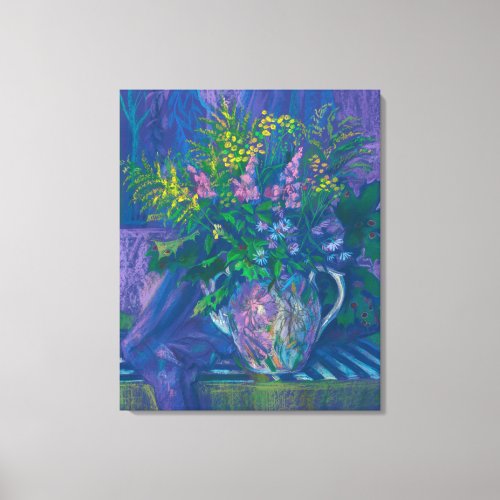 Twilight  Goldenrod Wildflowers Pastel Painting P Canvas Print