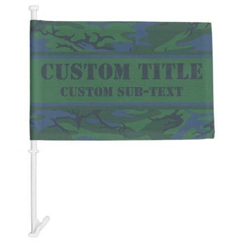 Twilight Green Camo Car Flag w Text