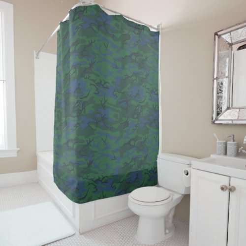 Twilight Green Camo Shower Curtain
