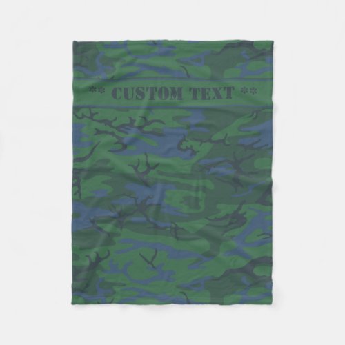 Twilight Green Camo w Custom Text Fleece Blanket