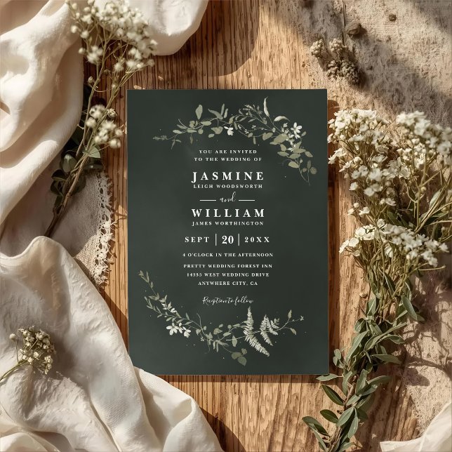 Twilight Greenery Rustic Elegant QR Code Wedding Invitation (Creator Uploaded)