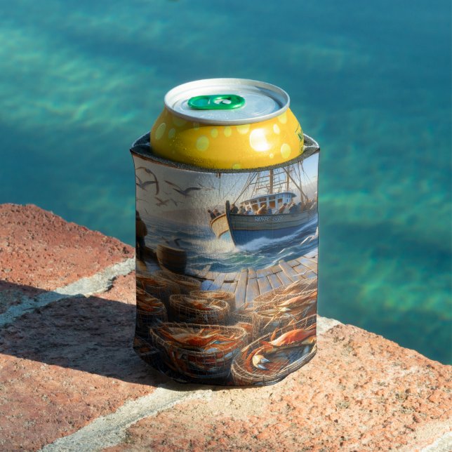 Twilight Harvest Fishermen Collecting Crabs Can Cooler (In Situ Pool)