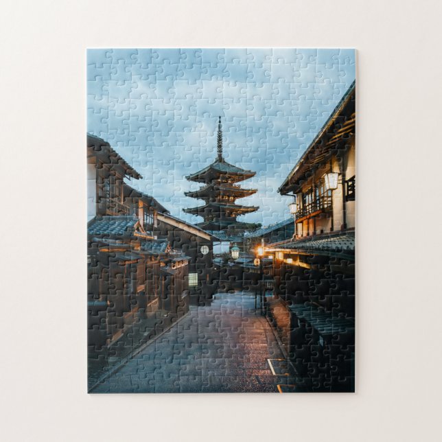 Twilight in Kyoto – Historic Pagoda Street Jigsaw  Puzzle (Vertical)