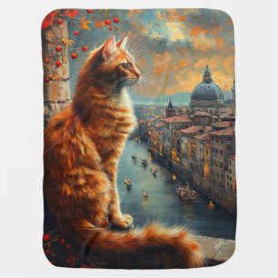 Twilight in Venice Ginger Cat on a Canal Baby Blanket