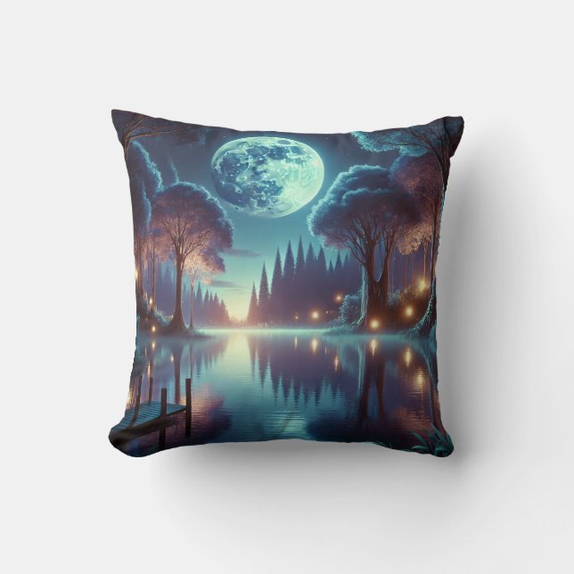 Twilight Lake Throw Pillow (Front)