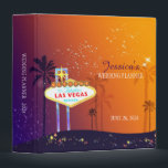 Twilight Las Vegas Wedding Planner 3 Ring Binder<br><div class="desc">Colorful, glamorous Las Vegas strip sign tropical palm trees & glittery stars in the evening sky orange & purple colored background illustrated on custom Wedding Planner Binders. You may use the artistic binder for a wedding plan organizer | wedding ceremony or honeymoon picture album. Perfect for your GLAMOROUS & FESTIVE...</div>