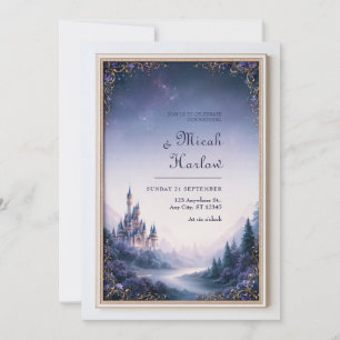 Twilight Lavender Castle Garden Wedding Invitation