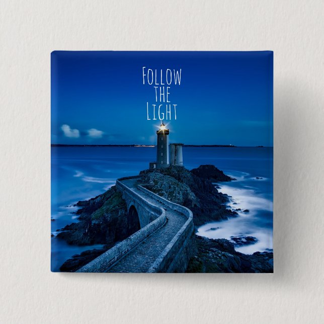 Twilight Lighthouse Follow the Light Pinback Button (Front)