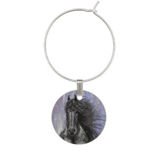 TWILIGHT MAGIC Friesian Horse wine charm