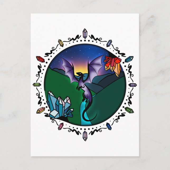 Twilight Magical Crystal Elegant Amethyst Dragon Postcard (Front)