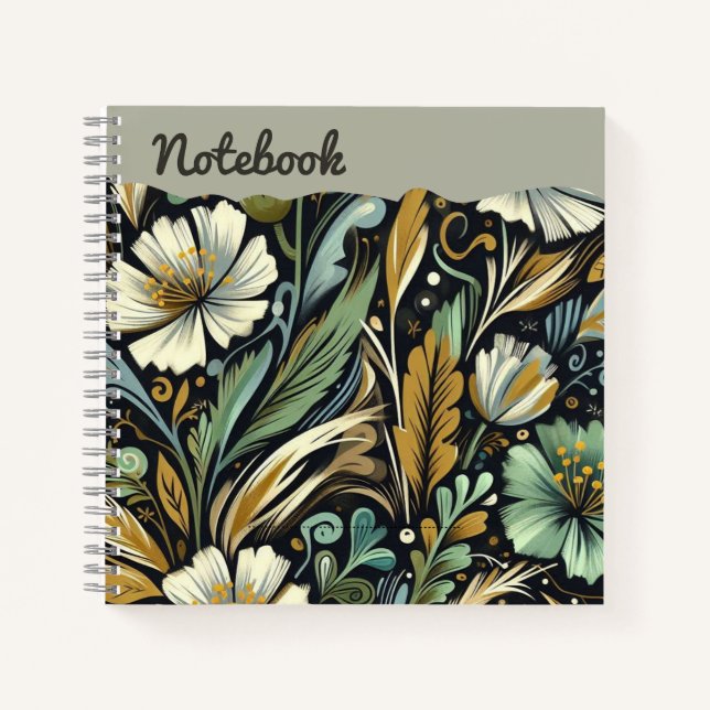  Twilight Meadow – Stylized Garden in Dusky Tones Notebook (Front)
