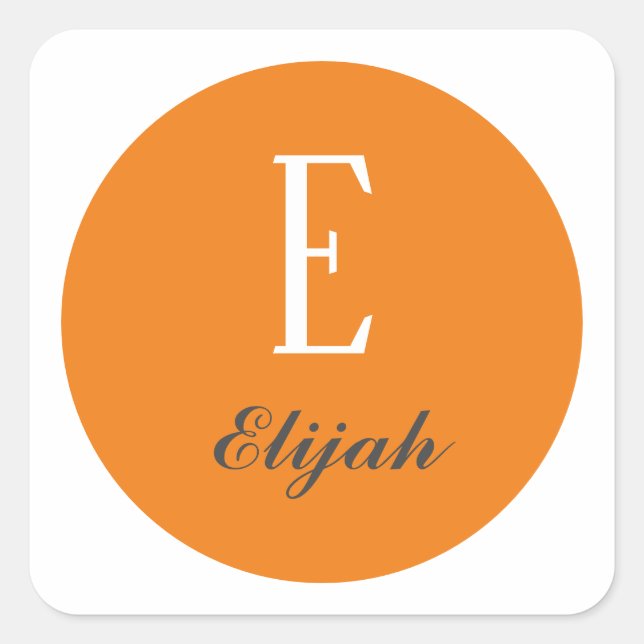 Twilight monogram customized name and initial square sticker (Front)