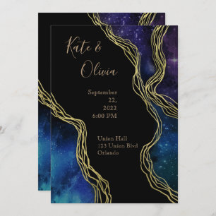 Twilight Moon Phases Dark and Moody Wedding Invita Invitation