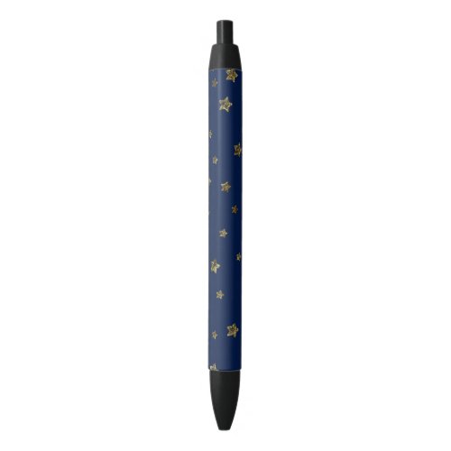 Twilight Navy and Gold Stars Black Ink Pen