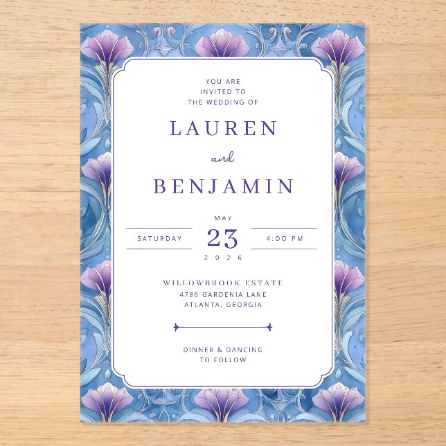 Twilight Nouveau Wedding Acrylic Invitations (Front)