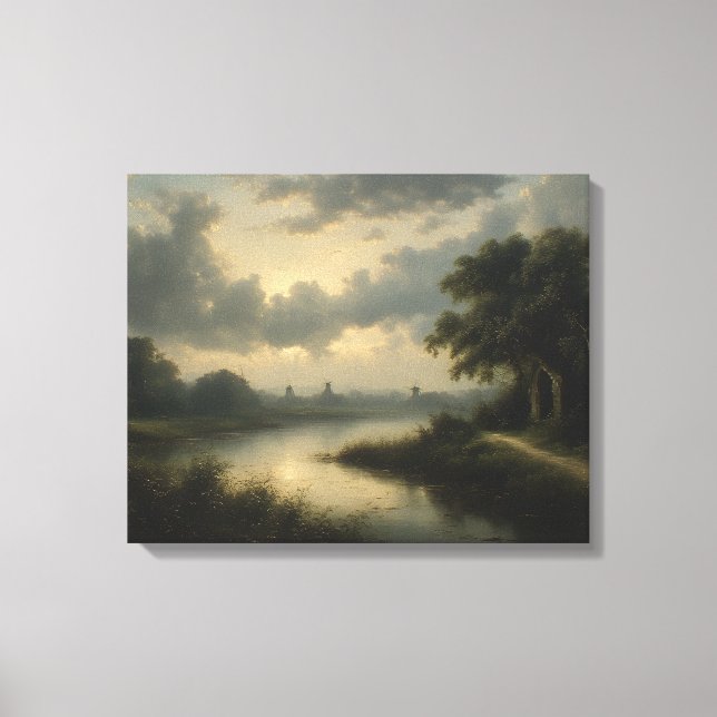 Twilight on the Dutch Canal  Canvas Print (Front)