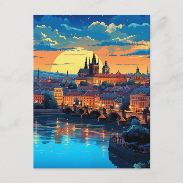 Twilight Over Týn Church Holiday Postcard (Front)