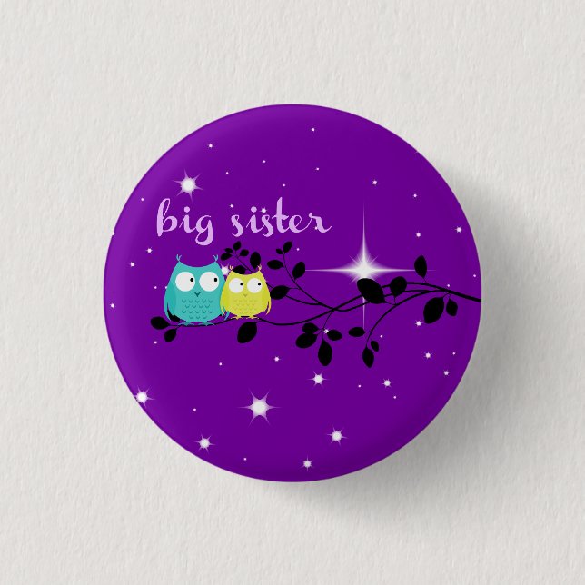 twilight owl "big sister" button!!! pinback button (Front)