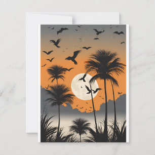 Twilight Palm Trees - Spooky - Blank Notecard