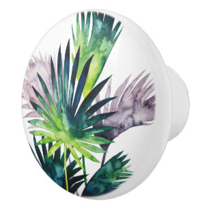 Twilight Palms- Palm Fronds Ceramic Knob