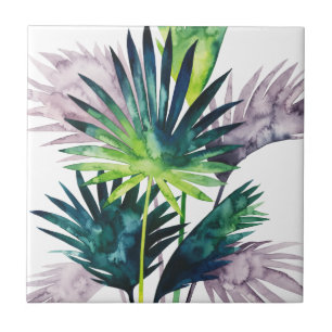 Twilight Palms- Palm Fronds Ceramic Tile