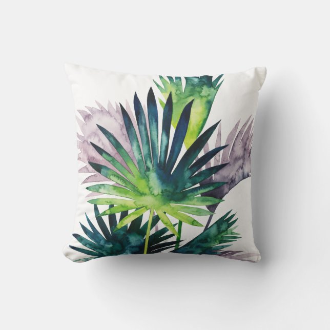 Twilight Palms- Palm Fronds Throw Pillow (Front)